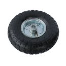 PR 1804-20 - Колесо для тачки / тележки пневматическое 3.50-4, диаметр 260 мм, ось 20 мм, металлический обод, симметричная ступица, шариковый подшипник