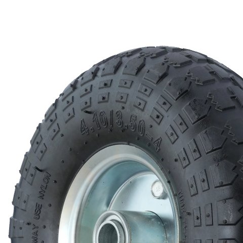 PR 1804-20 - Колесо для тачки / тележки пневматическое 3.50-4, диаметр 260 мм, ось 20 мм, металлический обод, симметричная ступица, шариковый подшипник